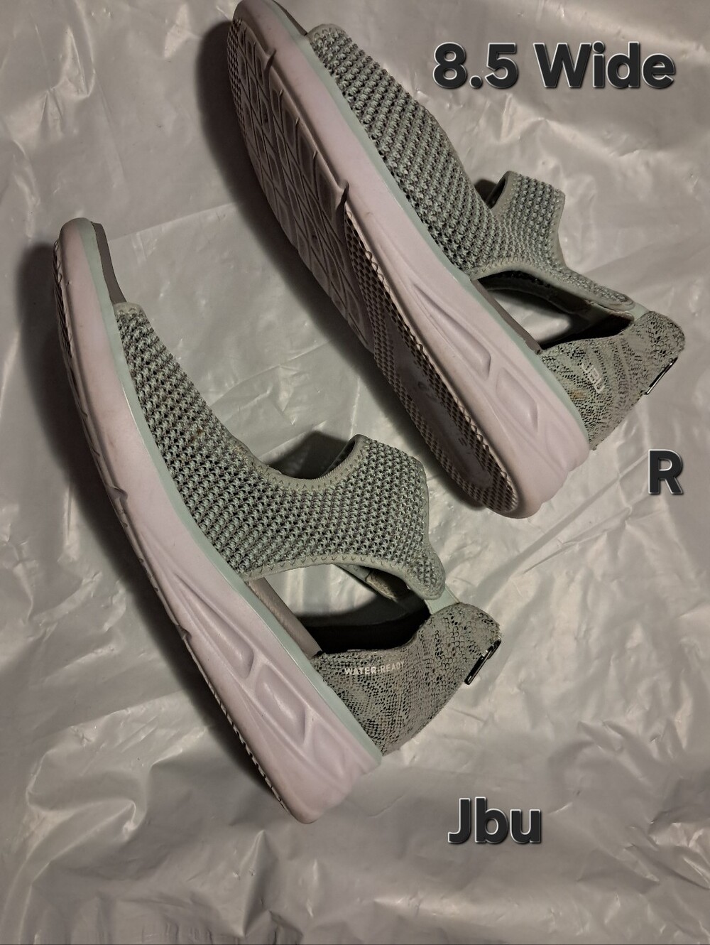 Light Mint Green Knit Slip-On Women's Sandals Zip In Back By Jambu 8.5 Wide